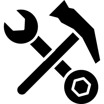 Black Tools Icon with Wrench and Hammer
