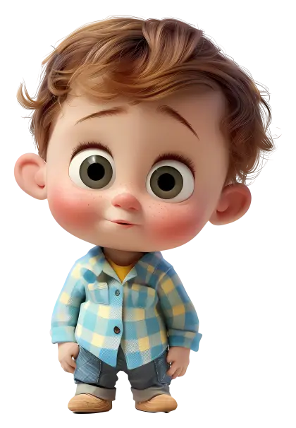 Cute Animated Boy with Big Eyes