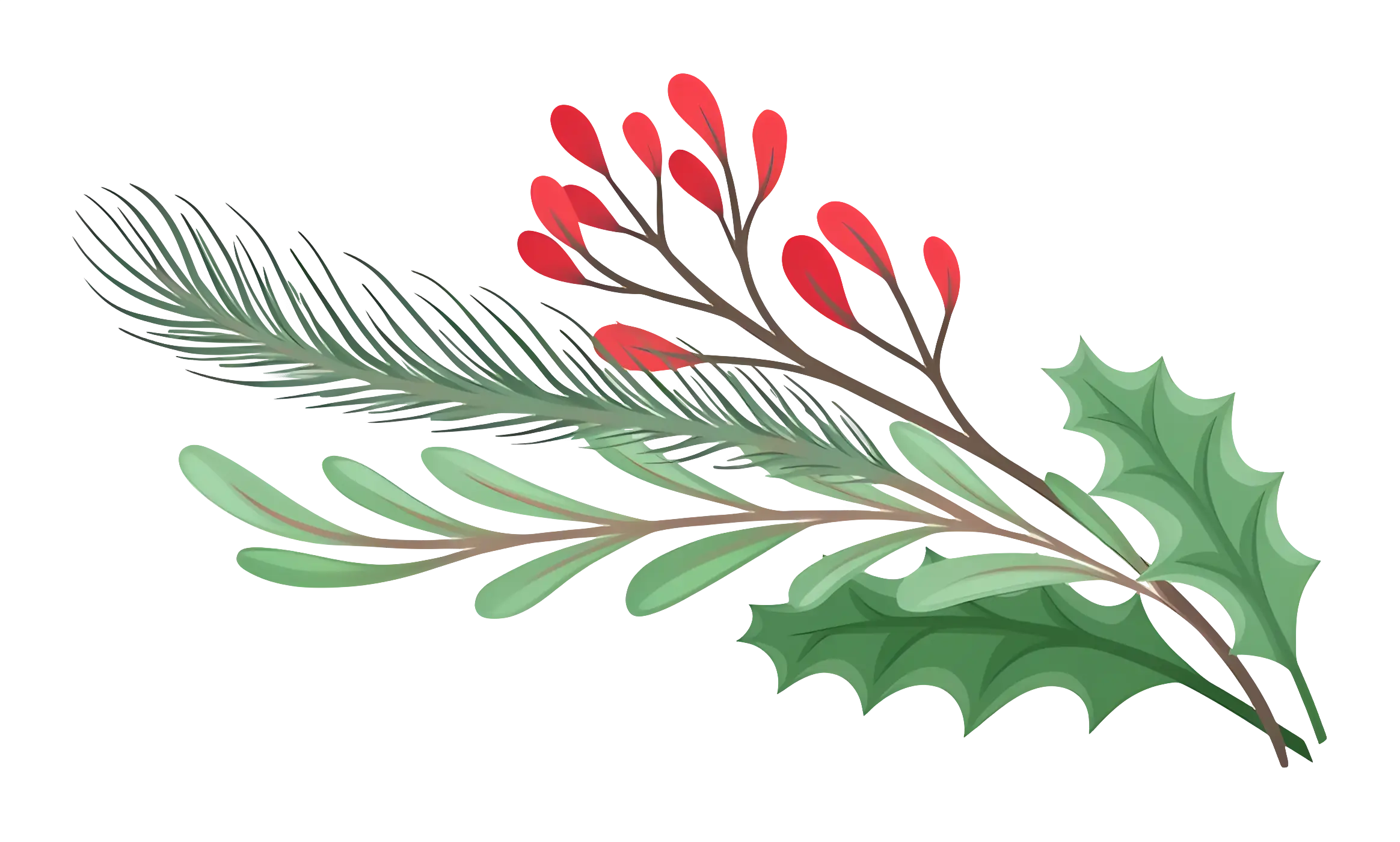 Festive Christmas Branch with Holly