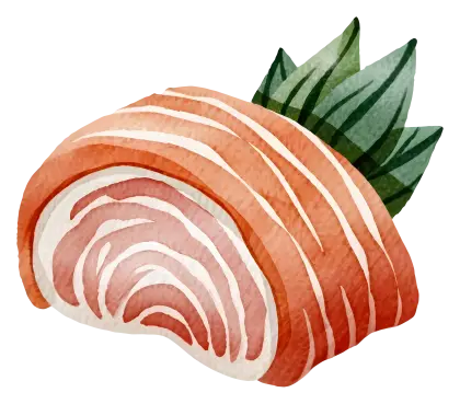 Watercolor Salmon Sushi Illustration