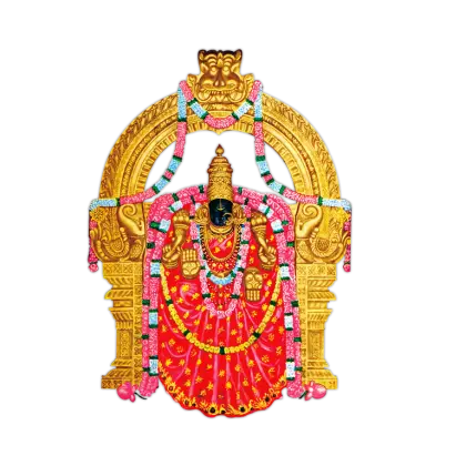 Ornate Hindu Deity with Gold and Red Decorations