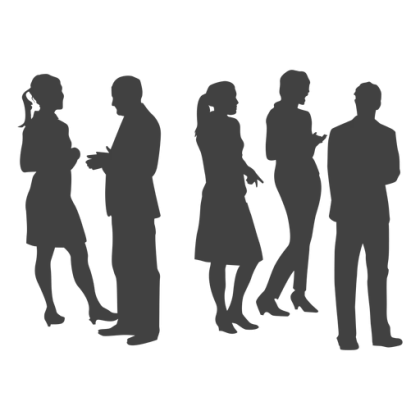 Group of Silhouetted People Interacting