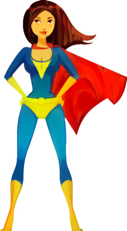 Superhero Woman in Blue and Yellow Costume