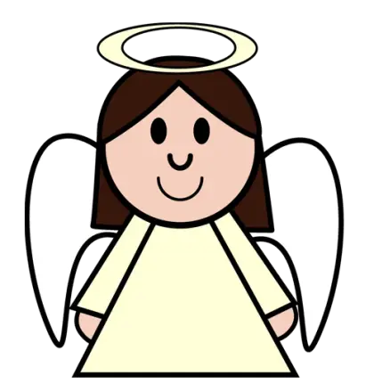 Cute Cartoon Angel with Halo and Wings