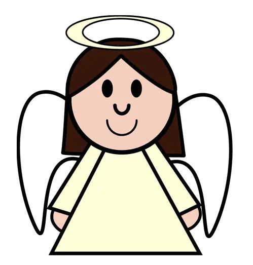 Cute Cartoon Angel with Halo and Wings