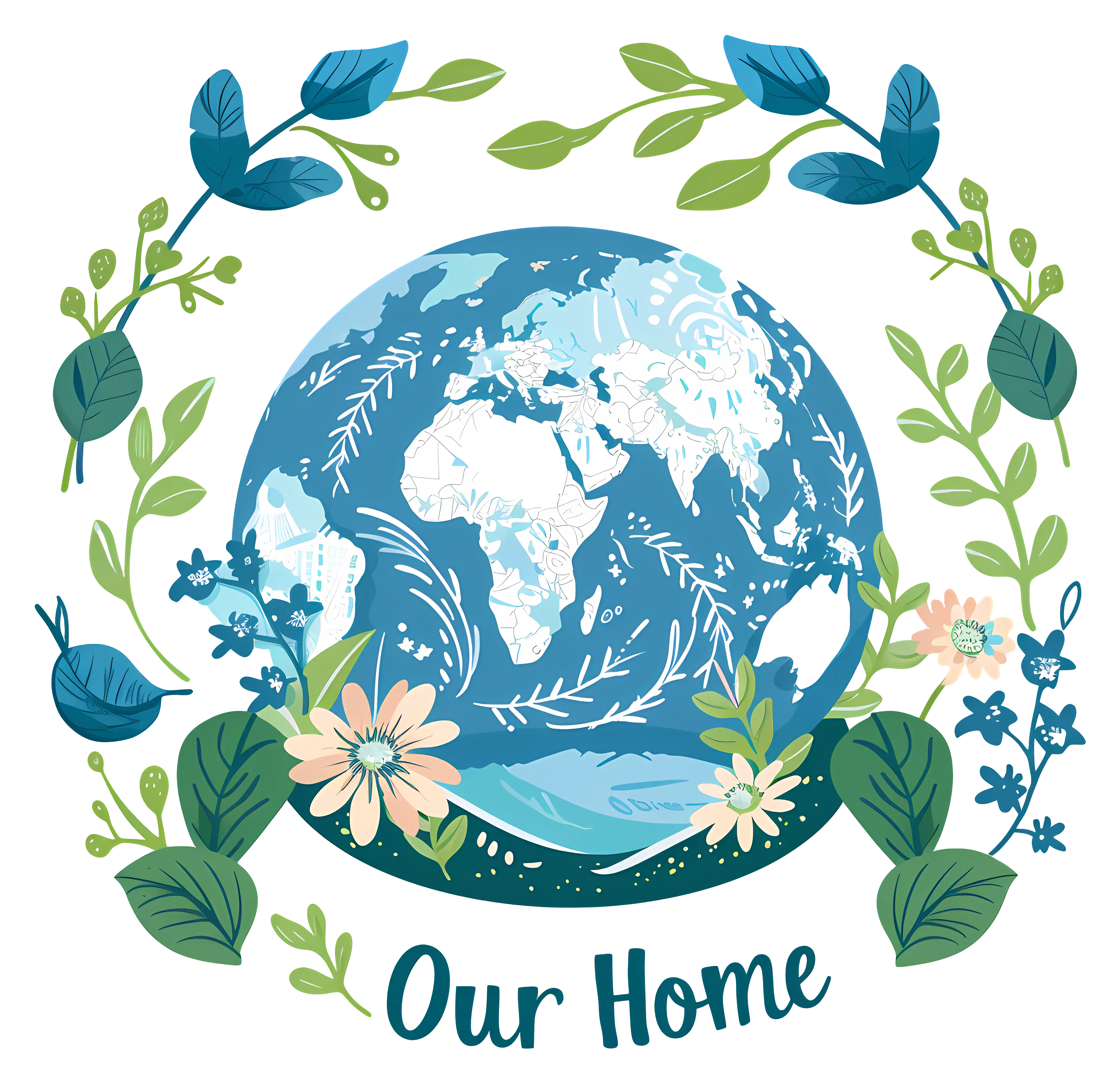 Our Home Earth with Flowers