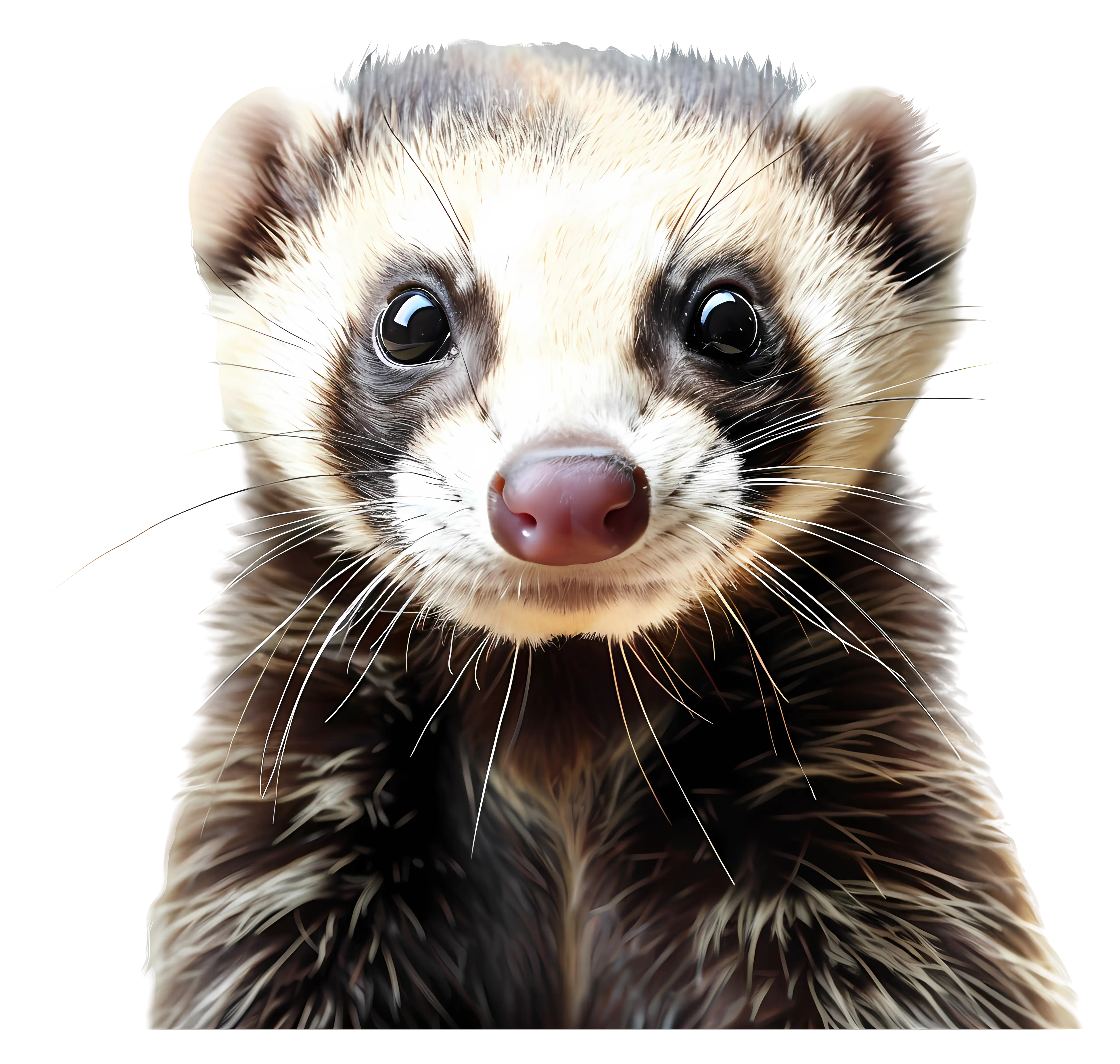 Cute Ferret Face Close-Up Illustration