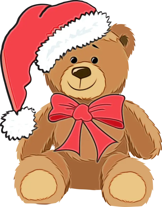 Christmas Teddy Bear with Santa Hat
