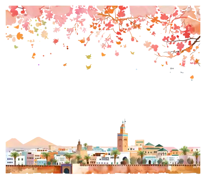 Colorful Cityscape with Autumn Leaves