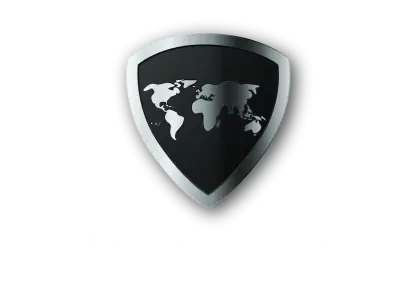 Black and Silver World Map Shield