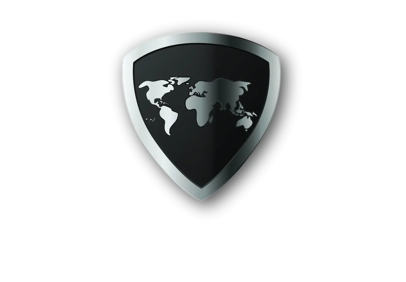 Black and Silver World Map Shield