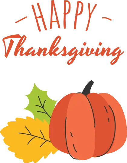 Thanksgiving Pumpkin and Autumn Leaves Illustration