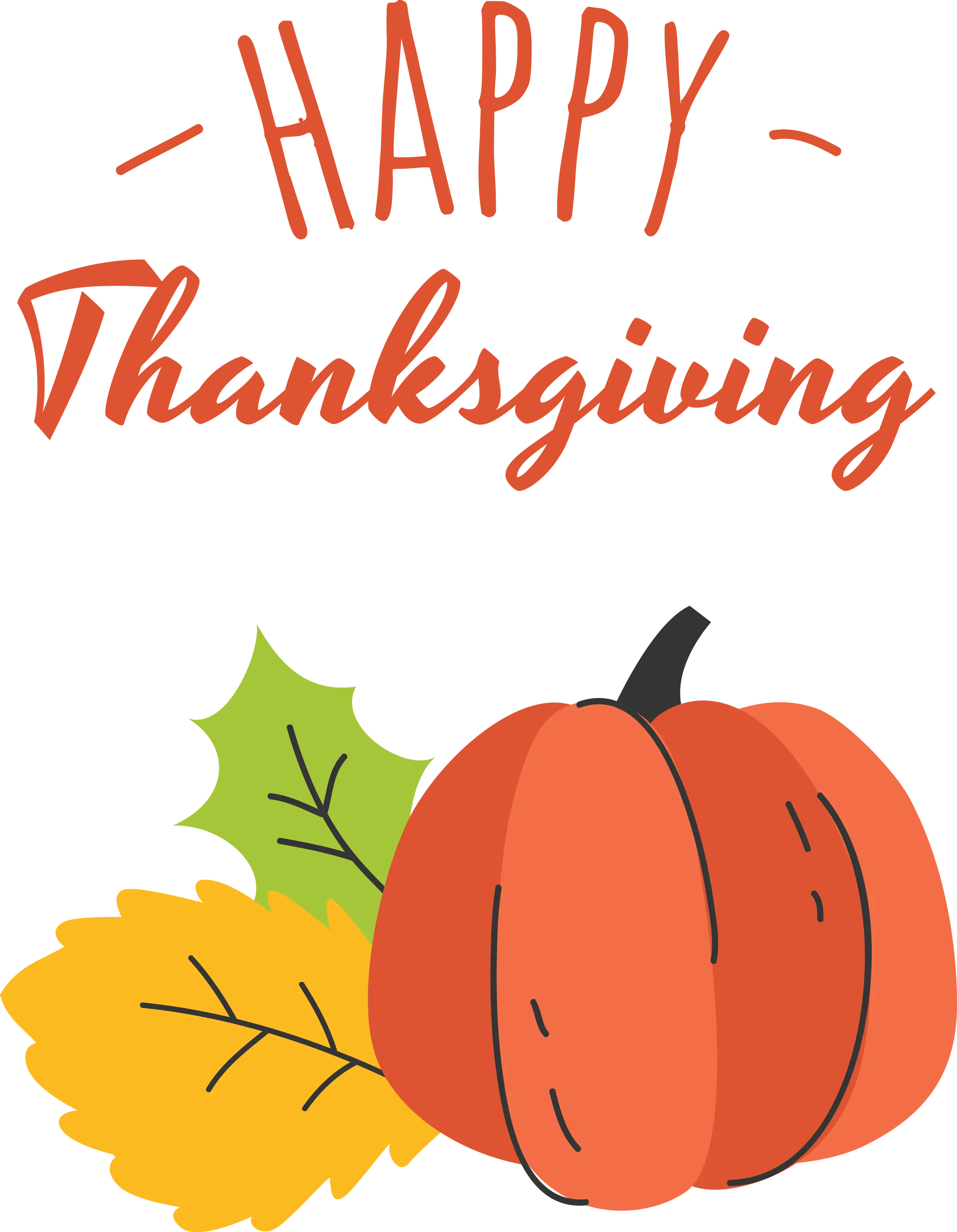 Thanksgiving Pumpkin and Autumn Leaves Illustration