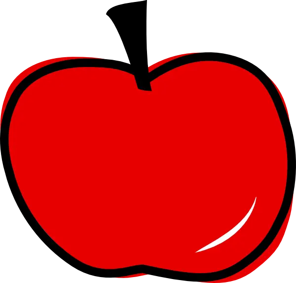 Red Apple in Cartoon Style
