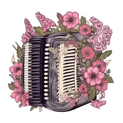 Accordion with Floral Decorative Design