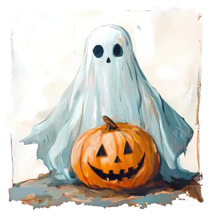 Ghost with a Pumpkin for Halloween