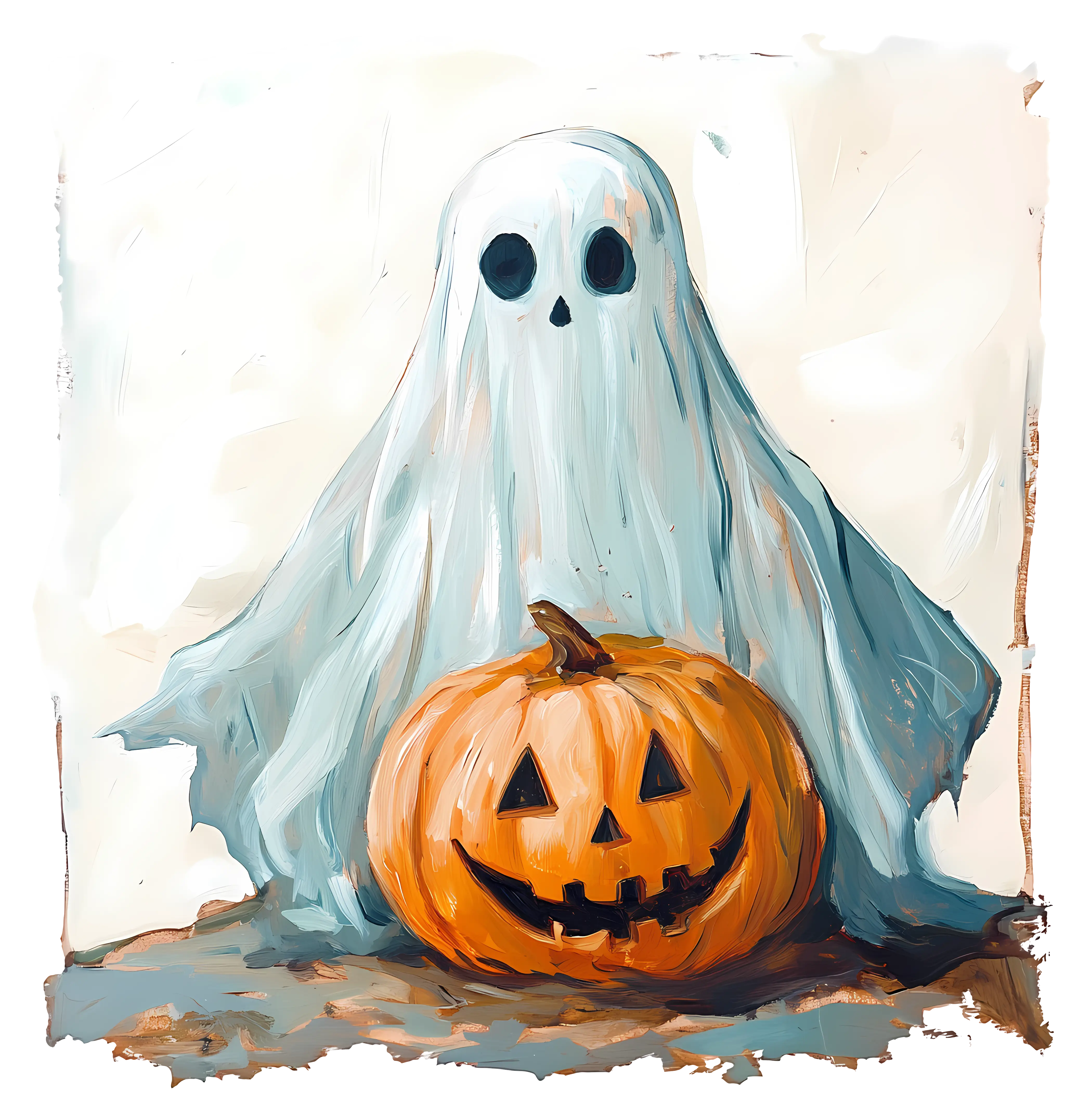 Ghost with a Pumpkin for Halloween