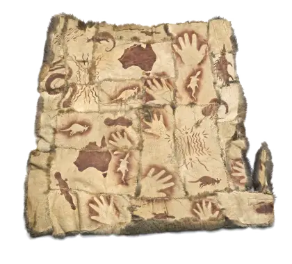 Ancient Map with Handprints and Animals