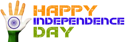 Happy Independence Day with Hand and Indian Flag