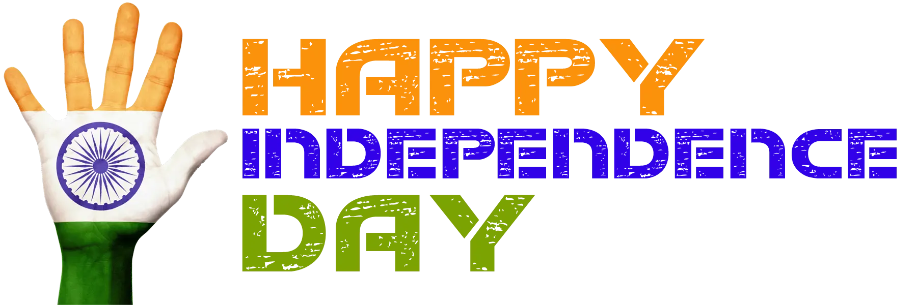 Happy Independence Day with Hand and Indian Flag