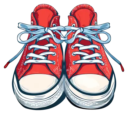 Red Sneakers with Blue Laces for Casual Wear