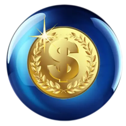 Gold Dollar Coin Design on Blue Background