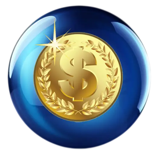 Gold Dollar Coin Design on Blue Background