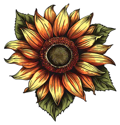 Detailed Sunflower Illustration