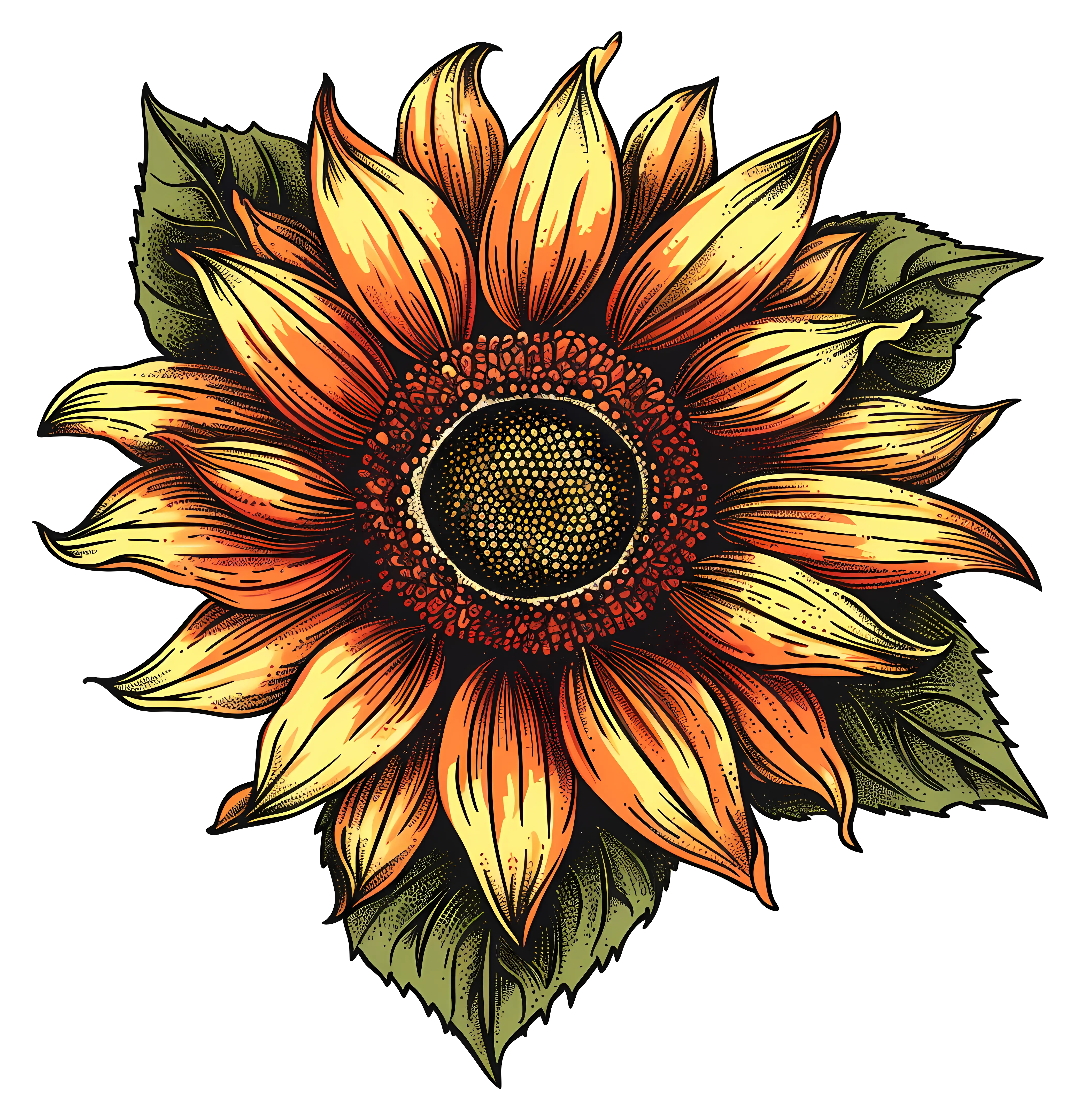 Detailed Sunflower Illustration