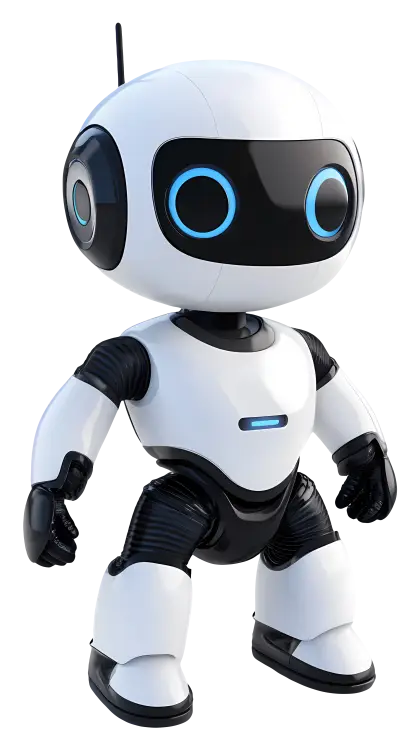 Futuristic Robot Holding a Device