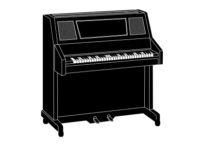 Stylized Illustration of Upright Piano