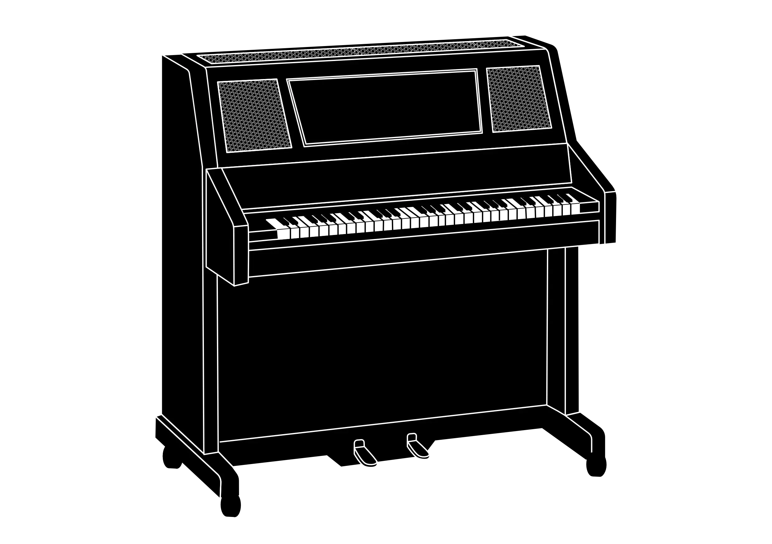 Stylized Illustration of Upright Piano