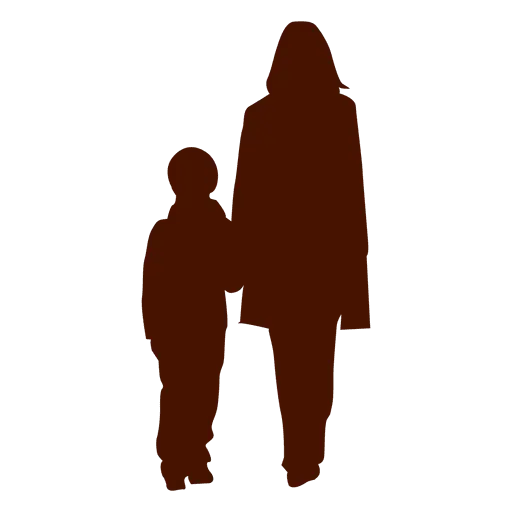 Silhouette of Woman and Child Illustration
