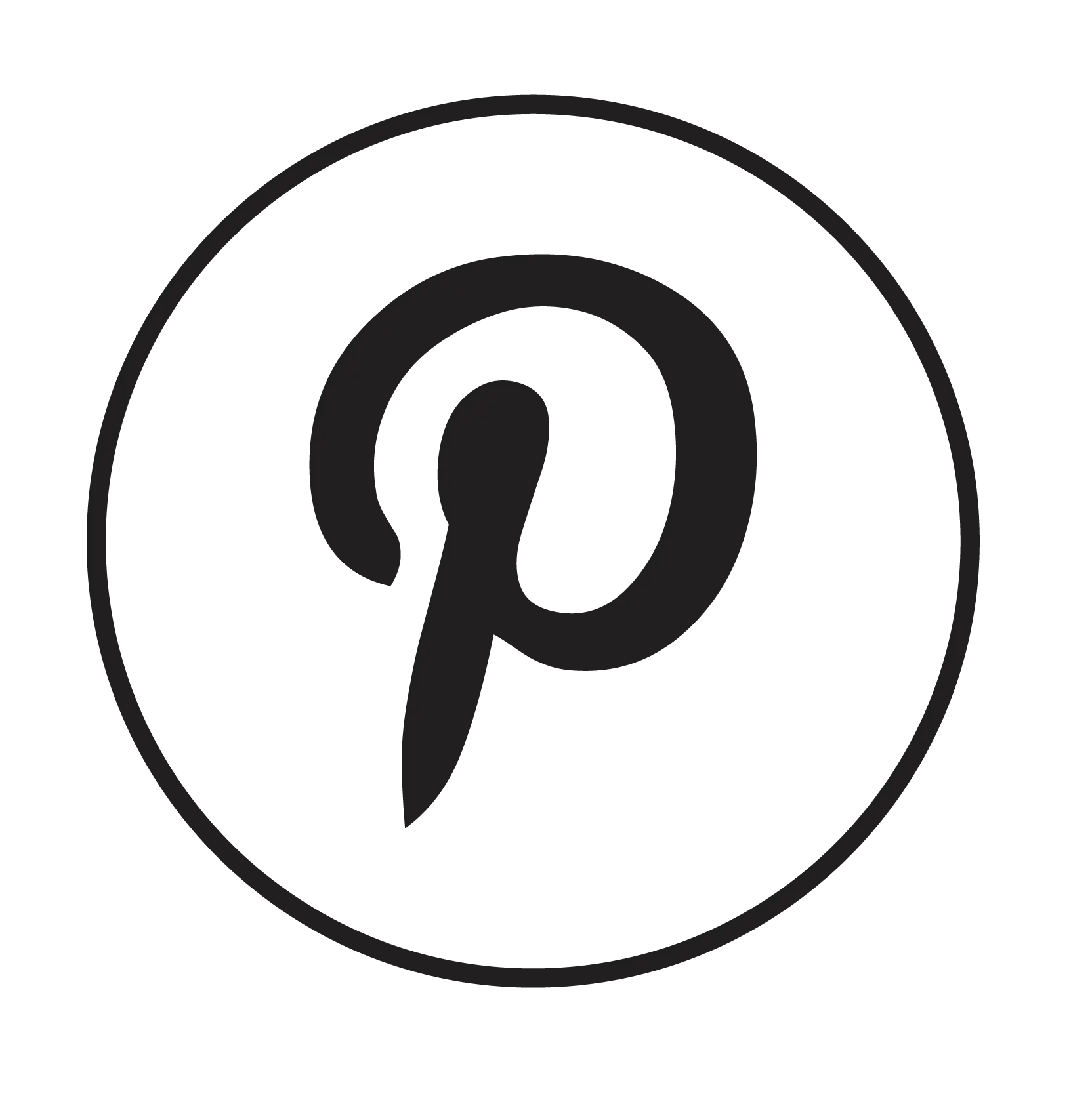Pinterest Logo in Black and White Style