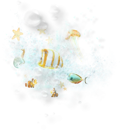 Underwater Scene with Various Marine Life