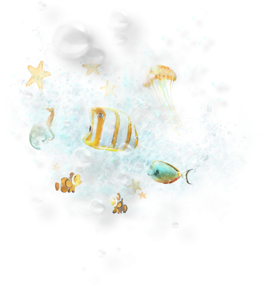 Underwater Scene with Various Marine Life