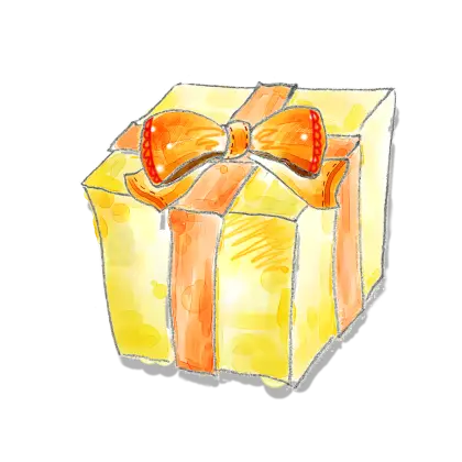 Yellow Gift Box with Orange Ribbon