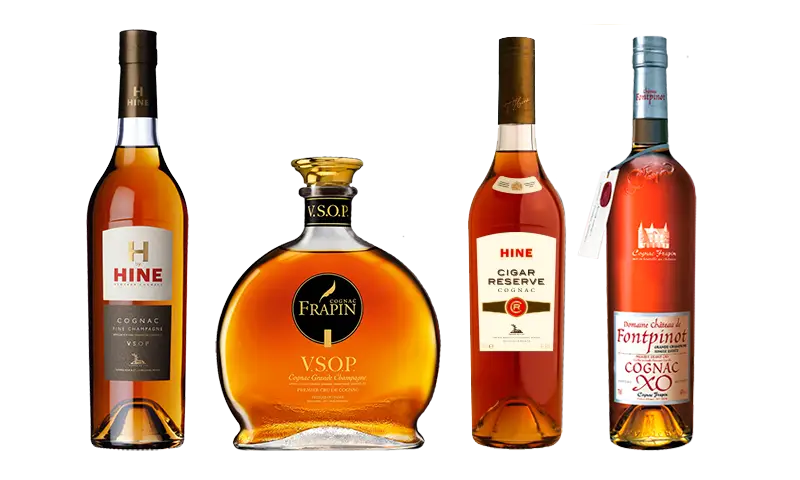 Set of Cognac Bottles with Premium Labels