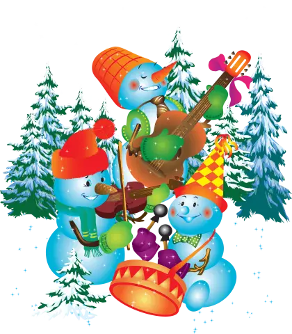 Snowmen Playing Music in Winter