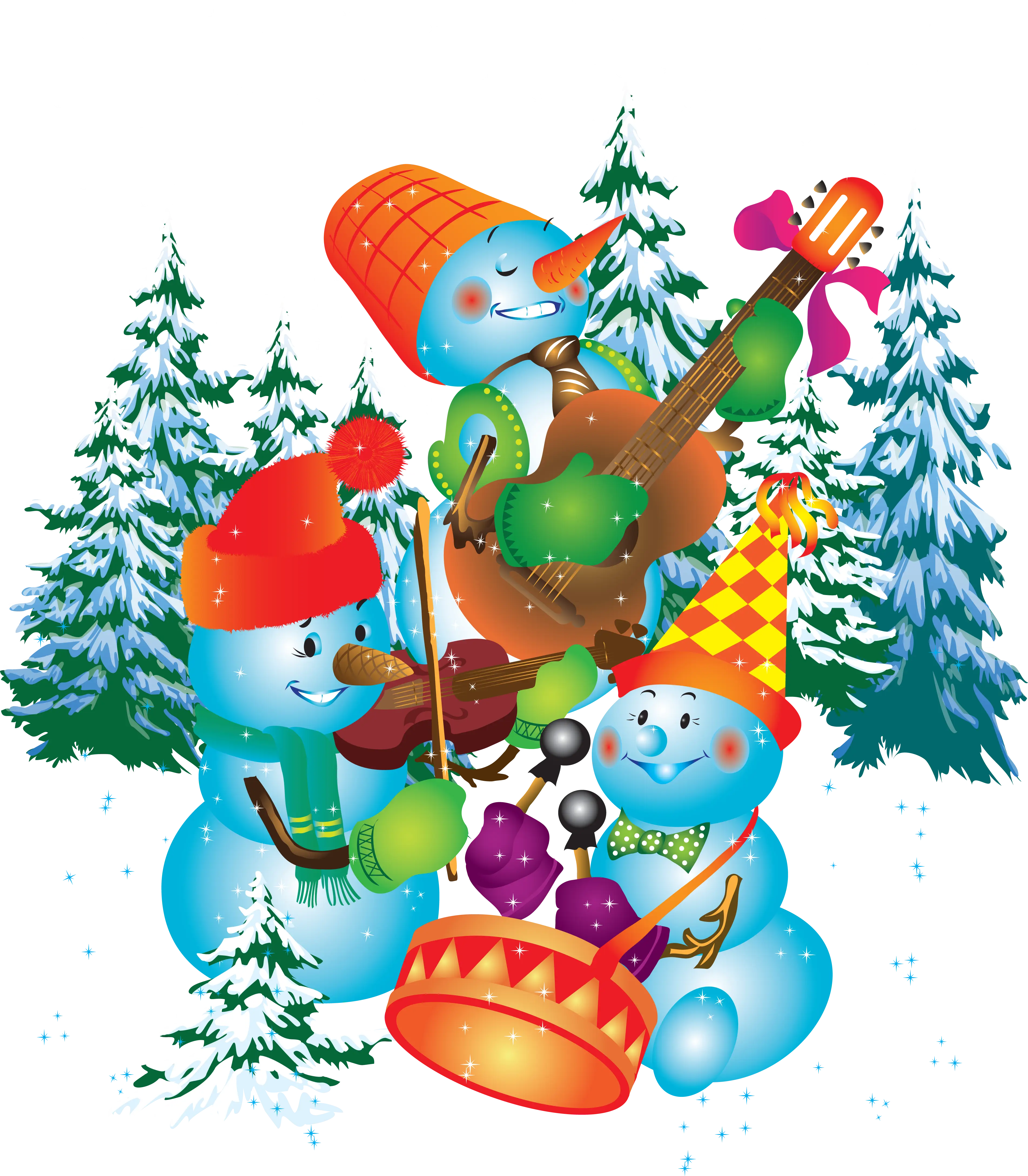 Snowmen Playing Music in Winter