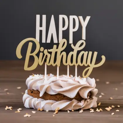 Delicious Birthday Cake with Topper