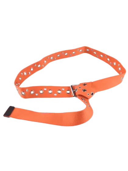 Orange Belt with Silver Grommets as Fashion Accessory