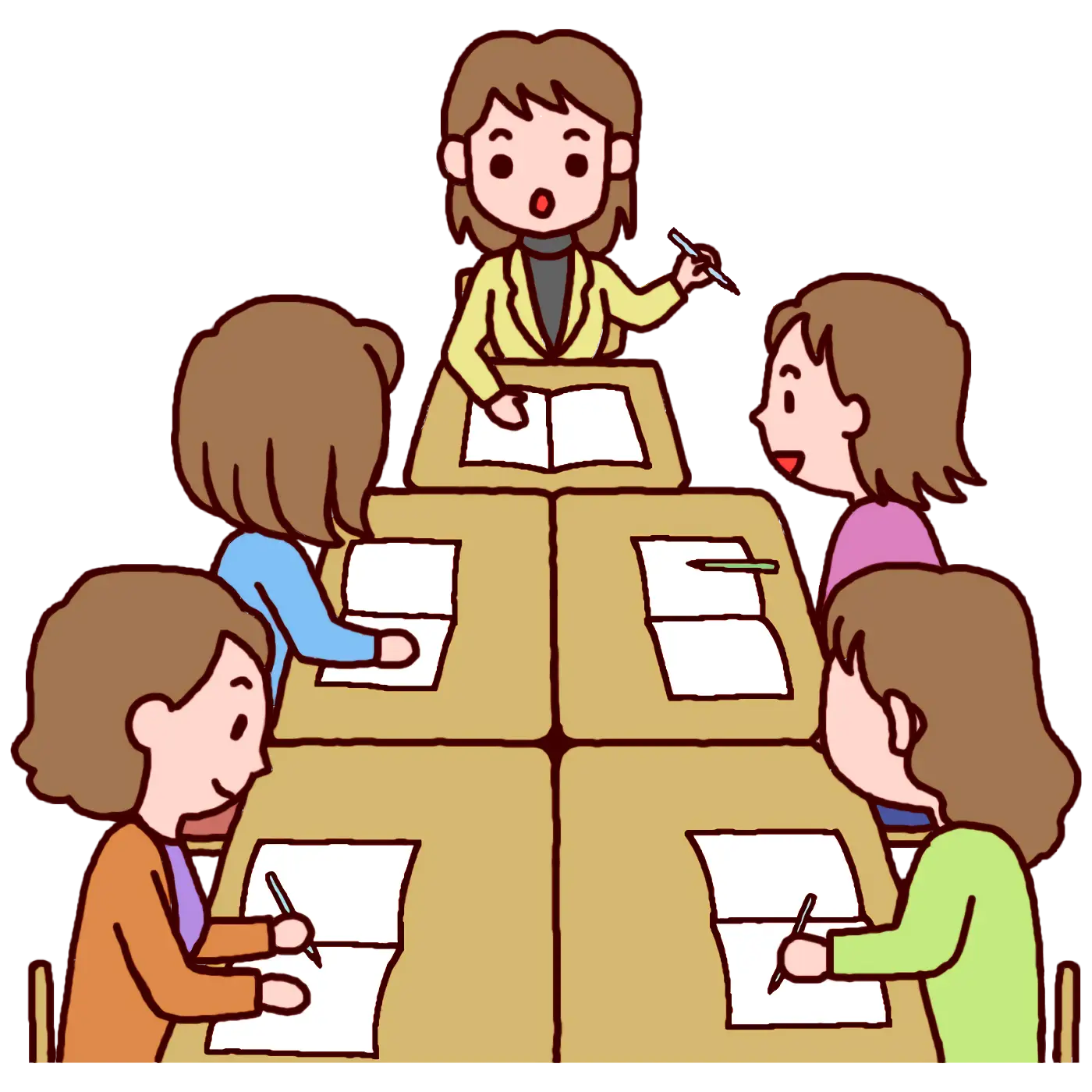 Students Drawing Together in Classroom