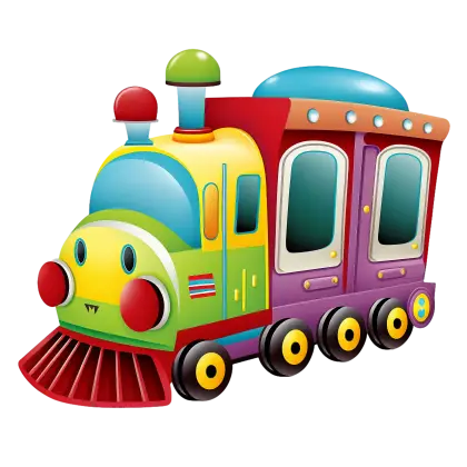 Colorful Cartoon Illustration of a Toy Train