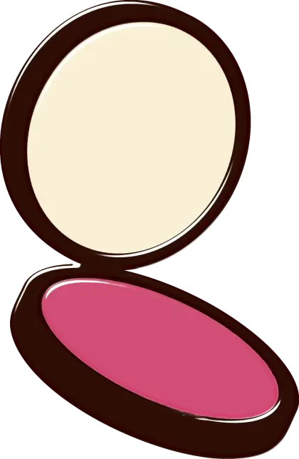 Compact Mirror with Blush in Cartoon Style