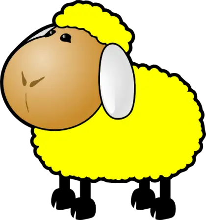 Cute Cartoon Sheep with Yellow Wool