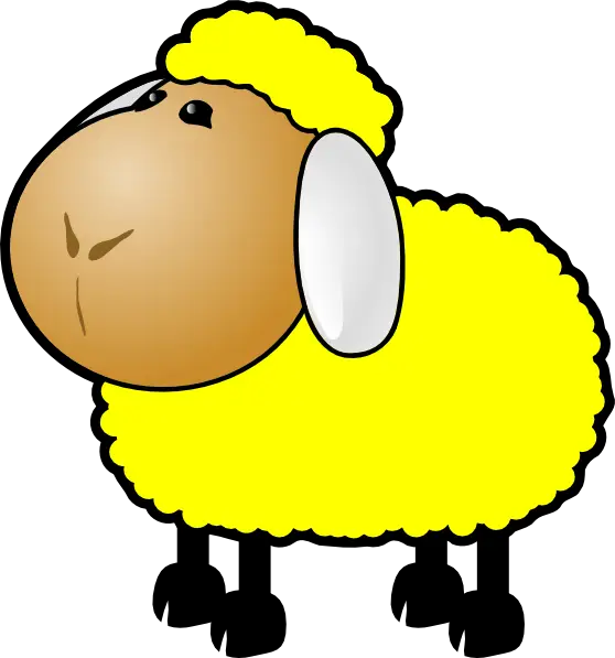 Cute Cartoon Sheep with Yellow Wool