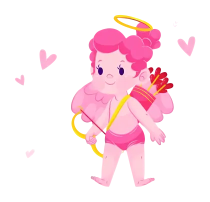 Pink-haired Angel with Bow and Arrows