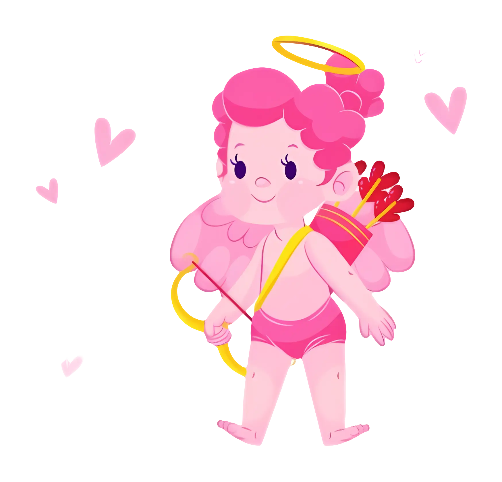 Pink-haired Angel with Bow and Arrows