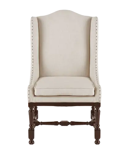 Beige Upholstered Chair with Wooden Frame